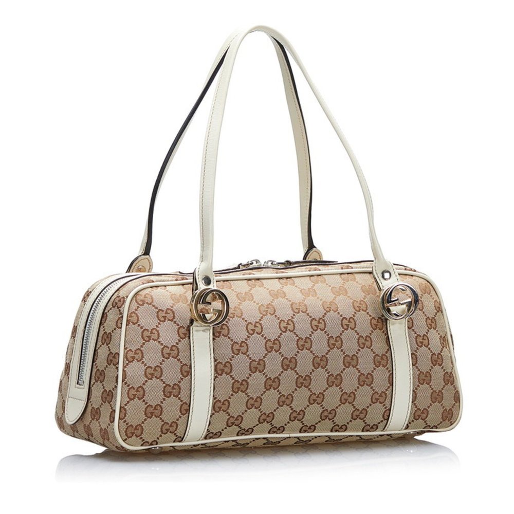 GUCCI GG Canvas Twins Tote Bag Handbag 232958 Beige White Leather Ladies - Picture 2 of 10